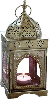 47% OFF on Craftter Morocco Lantern Copper Squre Glass, Iron Candle Holder Brown, Pack of 1