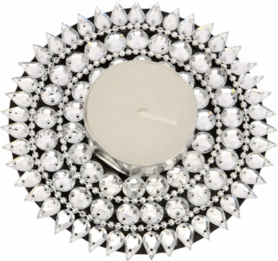 Anisha Creatives Aluminium, Sponge 1 - Cup Tealight Holder Silver, Black, Pack of 1 Anisha Creatives Aluminium, Sponge 1 - Cup Tealight Holder Silver, Black, Pack of 1