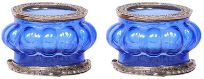 50% OFF on Home and Bazaar Glass, Iron 1 - Cup Candle Holder Blue, Pack of 2