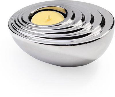 Fennel Ceramic Tealight Holder Silver, Pack of 1