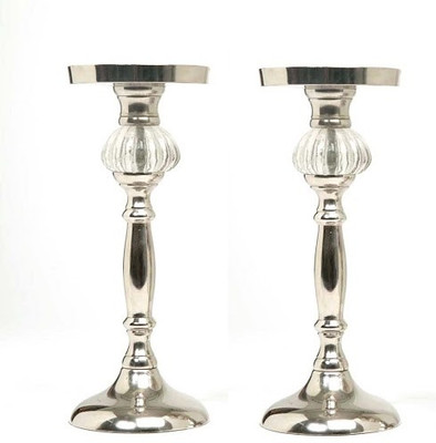 11% OFF on Indian Reverie Aluminium, Glass Candle Holder Set Clear, Silver, Pack of 2 11% OFF on Indian Reverie Aluminium, Glass Candle Holder Set Clear, Silver, Pack of 2