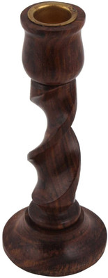 Decorhand Wooden 1 - Cup Candle Holder (Brown, Pack Of 1)