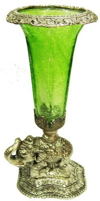 Kalaplanet Aluminium, Glass 1 - Cup Candle Holder (Green, Pack Of 1)