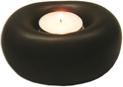 30% OFF on The Bombay Store Oval Candle Stand 021 Ceramic 1 - Cup Tealight Holder Black, Pack of 1