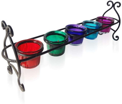 28% OFF on Crafts Paradise 5 Votice Glass Tealight Holder Set Multicolor, Pack of 6