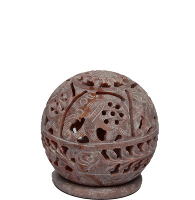 16% OFF on Artist Haat Handcrafted Hand Carved Natural Soapstone Stoneware 1 - Cup Tealight Holder Beige, Pack of 1