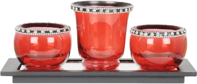 50% OFF on Parkash Candle Studded Glass, Iron Candle Holder Set Red, Pack of 4 50% OFF on Parkash Candle Studded Glass, Iron Candle Holder Set Red, Pack of 4