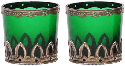 50% OFF on Home and Bazaar Glass, Iron 1 - Cup Candle Holder Green, Pack of 2