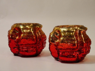 Foyer Glass Tealight Holder Red, Pack of 2 Foyer Glass Tealight Holder Red, Pack of 2