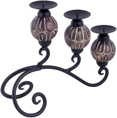 50% OFF on Decorhand Wooden 3 - Cup Candle Holder Set Brown, Pack of 1