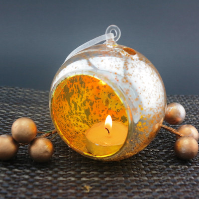 Importwala Glass Tealight Holder Gold, Pack of 1 Importwala Glass Tealight Holder Gold, Pack of 1