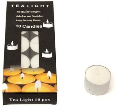 Skycandle 4 Hr Burning Tea Light Candle (White, Pack Of 10)