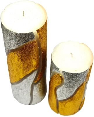 Tvish Candles Set Of Two Flame Of The Forest Round Candle (White, Pack Of 2)