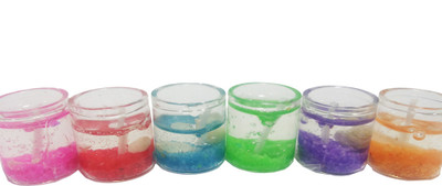 AadiShakti Set of 6 Multicolor Wax in Glass Container Candle AadiShakti Set of 6 Multicolor Wax in Glass Container Candle
