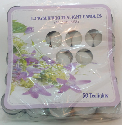 Deve Herbes Tea Light Smokeless Candle (White, Pack Of 50)