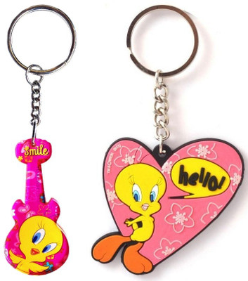 Warner Brothers 253-254-Warner Bros Combo of 2 Tweety Guitar & Tweety Heart Key Chain Warner Brothers 253-254-Warner Bros Combo of 2 Tweety Guitar & Tweety Heart Key Chain