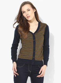 Annabelle By Pantaloons Women's Button Striped Cardigan - CGNE8R6FUEJAQHGH