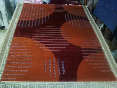 I.C Maroon, Orange Wool Carpet