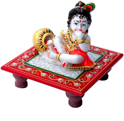 54% OFF on Stonkraft Meenakari Marble, Stoneware Pooja Chowki White, Red, Pack of 2