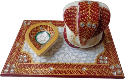 59% OFF on Parvidvap Handicrafts PMH19 Marble Pooja Chowki Multicolor, Pack of 1