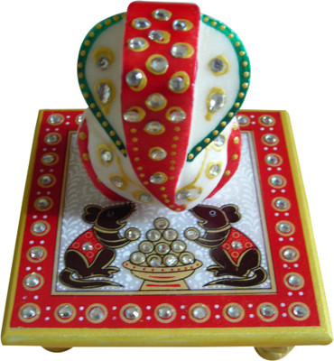 89% OFF on SB Kraft Ganesh Marble All Purpose Chowki White, Red, Pack of 2