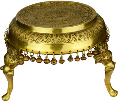 16% OFF on The Crafts House Meenakari Brass All Purpose Chowki Gold, Pack of 1