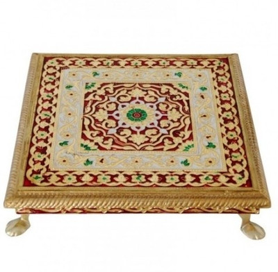 19% OFF on Dharohar The Heritage Wooden Pooja Chowki Gold, Pack of 1