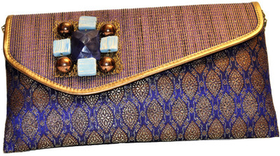 Women Trendz Printed Women Casual Blue Silk Clutch Women Trendz Printed Women Casual Blue Silk Clutch