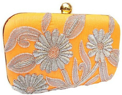 44% OFF on Uptown Laila Flowery Box Women Wedding Yellow Fabric Clutch