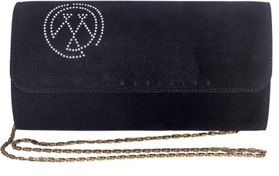 Mesmerizink Matt Women Party Black Genuine Leather Clutch