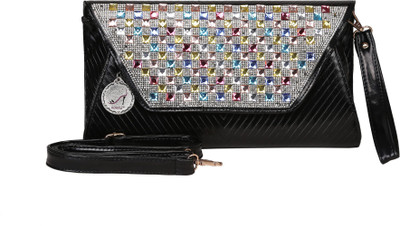 37% OFF on Adara Collections Studded Clutch Women Party Black Synthetic Clutch