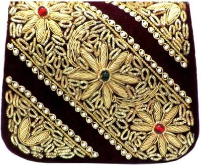 42% OFF on Anshul Fashion Latest Cross-Body Bag Girls, Women Wedding, Casual, Festive, Formal Maroon Hand Embroidered & Velvet Clutch