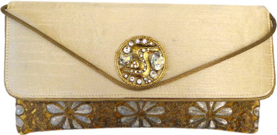 Bhamini Floral Cutwork Design Women Party Gold Fabric Clutch Bhamini Floral Cutwork Design Women Party Gold Fabric Clutch