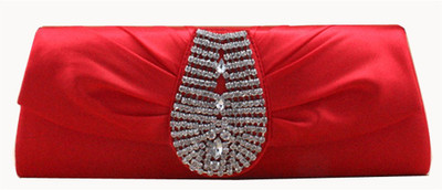 64% OFF on Chicastic Royal Look Silk Rhinestone Studded Wedding Evening Bag Red Women Wedding Red Satin Clutch
