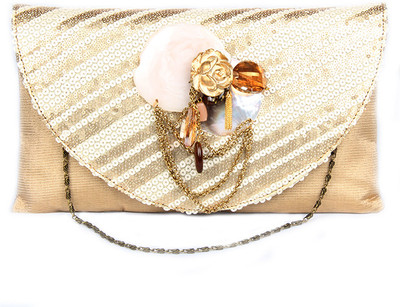 55% OFF on Saisha Classic Women Casual Gold Silk Clutch