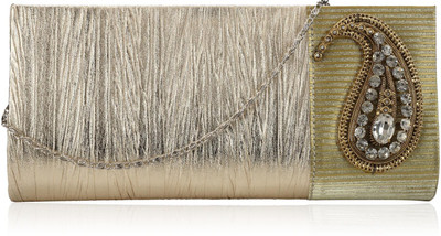 Dernier Cri 1276 Women Casual, Party, Wedding Silver, Gold PU Clutch