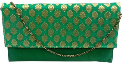 Bhamini Women Party Green Fabric Clutch Bhamini Women Party Green Fabric Clutch