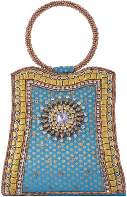 Mela Women Festive Blue Silk Clutch Mela Women Festive Blue Silk Clutch