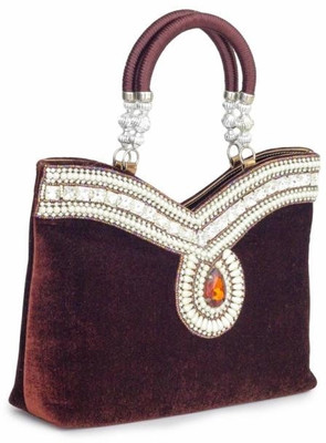 50% OFF on Penguin Brown Diamond embrodiery Girls Party Brown Velvet Clutch