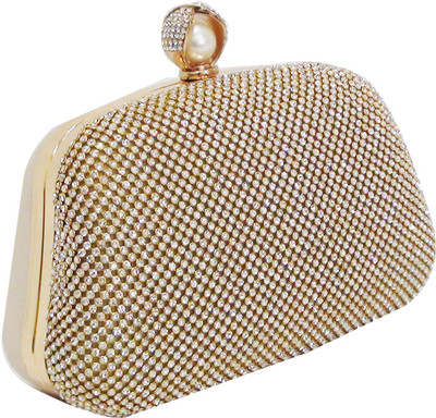 40% OFF on Fashion Jamun Fj0315005 Women, Girls Festive, Party, Wedding Gold Diamond Studded Clutch