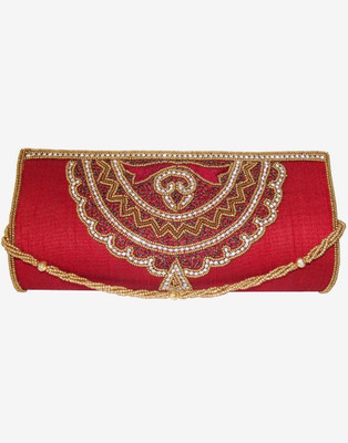 Moksh A797MA325 Women Casual, Party Red Silk Clutch