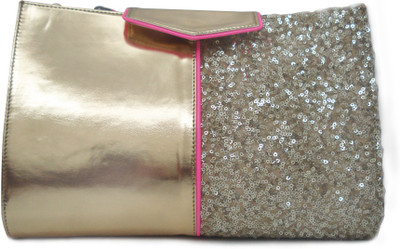 31% OFF on Zaera Twin Tone Women Casual Gold PU Clutch