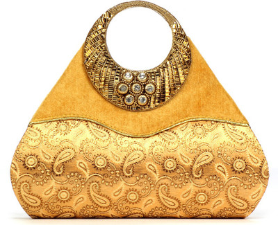 58% OFF on Gcollection Classy Designer Women, Girls Wedding, Festive, Party Gold Velvet, Brocade Clutch