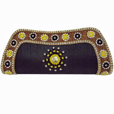 55% OFF on Moksh G629_BK325 Women Casual, Party Black Silk Clutch