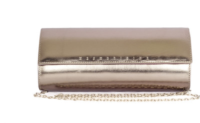 Mesmerizink Metalic Women Party Silver Genuine Leather Clutch
