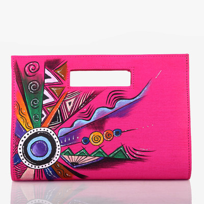 80% OFF on Rangrage Handpainted Abstract Ladies Women Casual Pink Silk Clutch