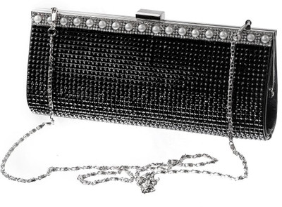 Delco Designer Collection Women Festive Black Synthetic Fabric Clutch