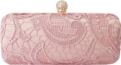 43% OFF on Super Drool Vintage Lace Crystal Clasp Women Formal Pink Metal Clutch