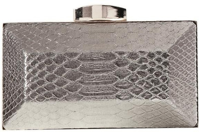 30% OFF on Mex Knob Snake Print With Metal Frame Women Casual, Party Brown Fabric Clutch