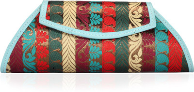 73% OFF on Orkee Floral Design Leather Flap Women Party Multicolor Genuine Leather Clutch